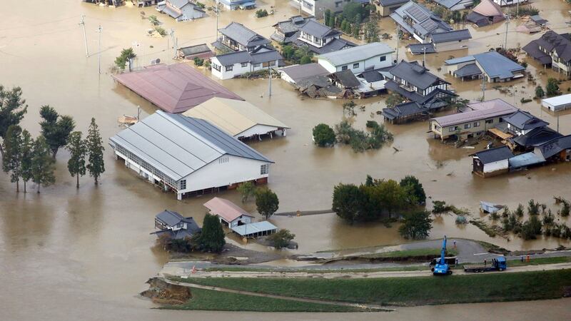 Flooding in Nagano, Nagano prefecture, Japan, on Sunday. Photograph: EPA/Jiji Press Japan