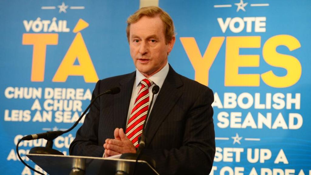 Taoiseach Enda Kenny TD launches Fine Gael’s Yes campaign this month. Photograph: Bryan O’Brien / The Irish Times