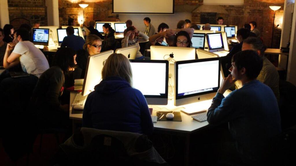 A Web Elevate class in progress at the Digital Skills Academy at the Digital Hub in Dublin. According to Forfás, Ireland needs the right policies in place to develop and attract ICT skills. Photograph: Frank Miller / THE IRISH TIMES