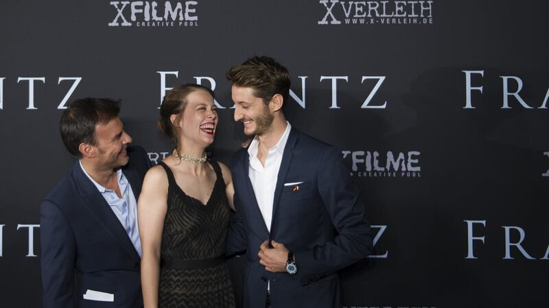 French director François Ozon, German actress Paula Beer and French actor Pierre Niney at the German premiere of Frantz in Berlin. Photograph: Steffi Loos/AFP/Getty Images