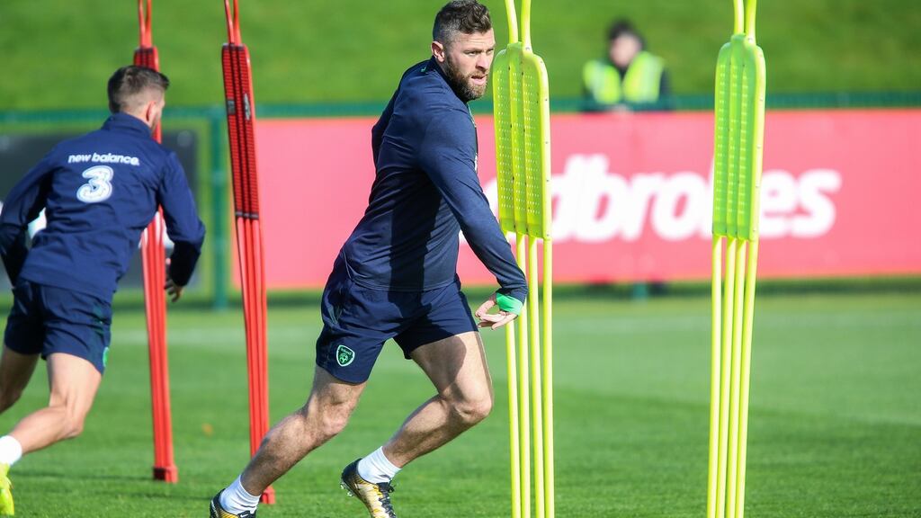 Ireland’s Daryl Murphy during training ahead of the World Cup qualifiers against Moldova and Wales. Photo: Gary Carr/Inpho