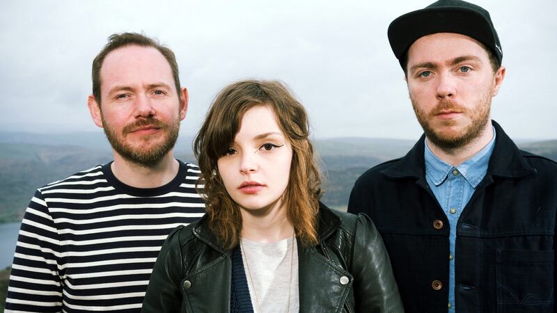 Iain Cook, Lauren Mayberry and Martin Doherty of Chvrches. Photograph: Steven Dewall/Redferns via Getty Images