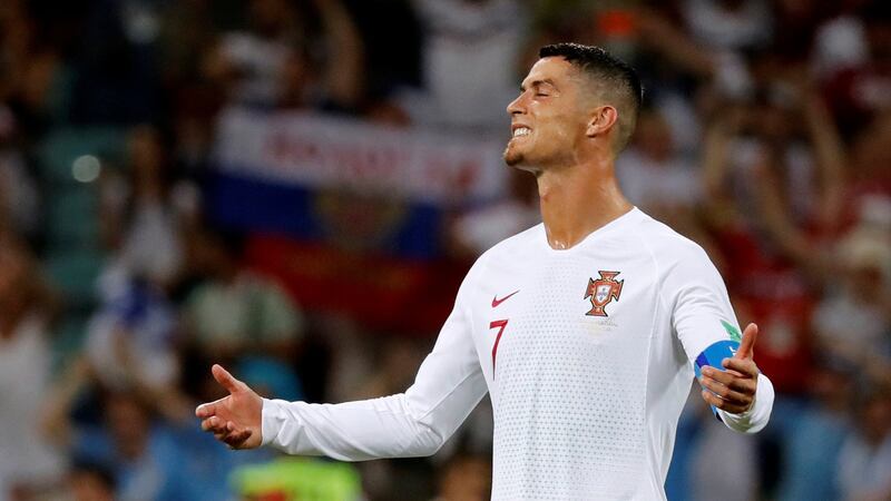 Cristiano Ronaldo reacts to a missed chance. Photograph: Toru Hanai/Reuters