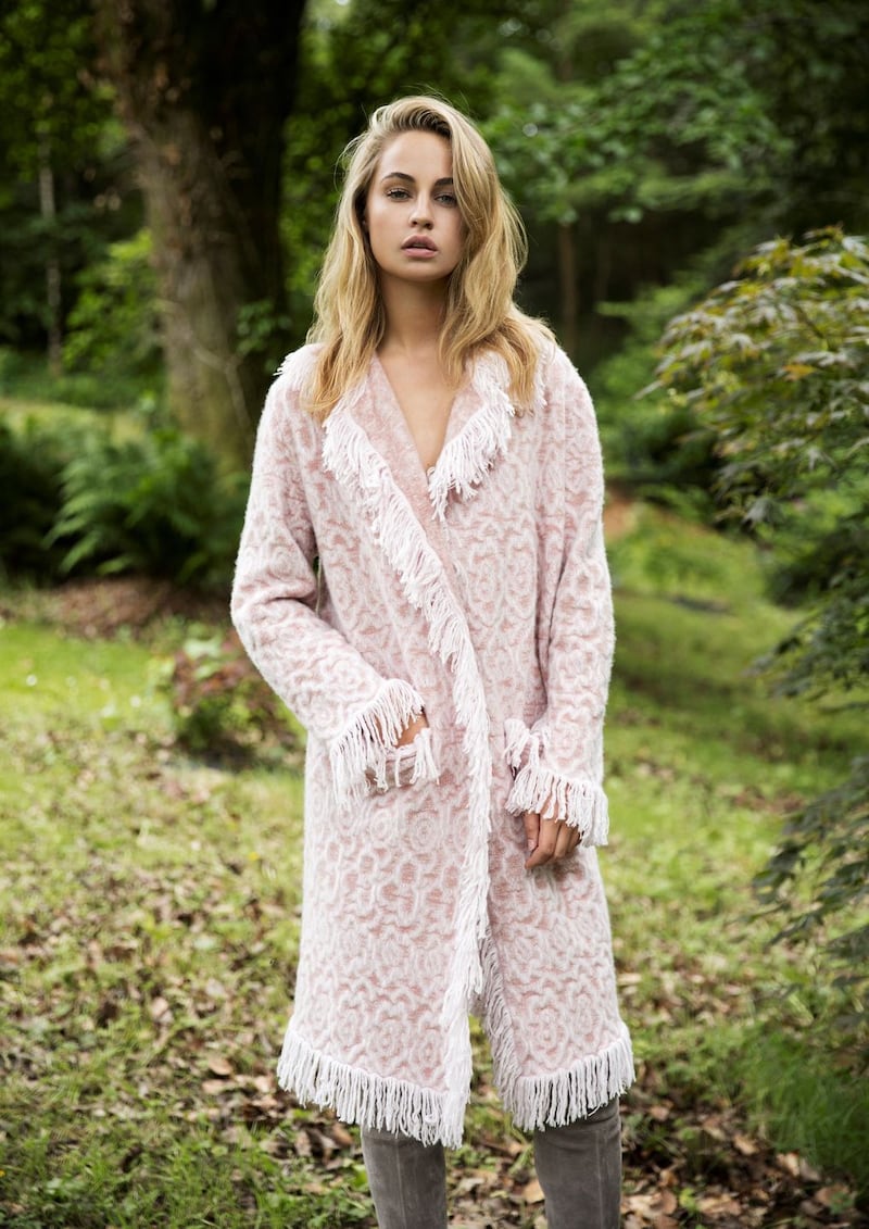 Cherry blossom, fringed coat €2,250