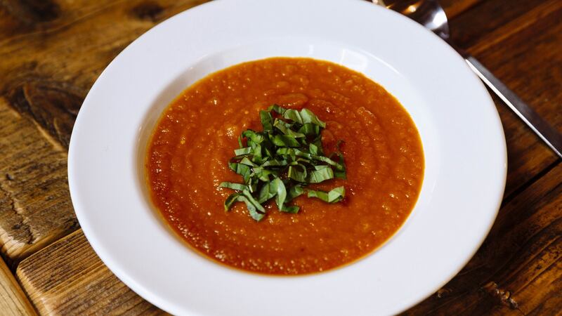 Tomato and orange soup. Photograph: Emma Jervis