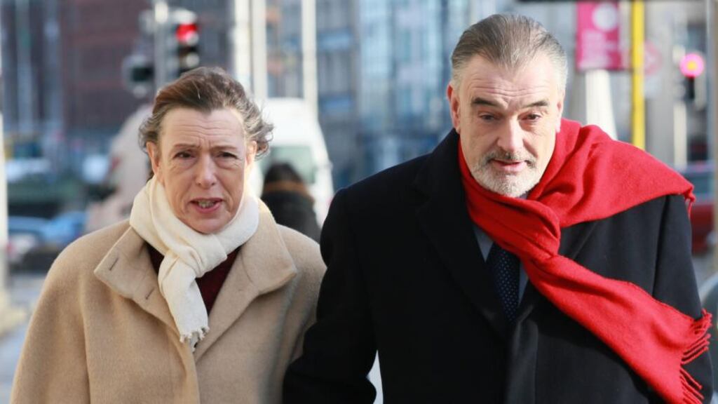 Jules Thomas and Ian Bailey leaving the Four Courts. Photograph: Collins