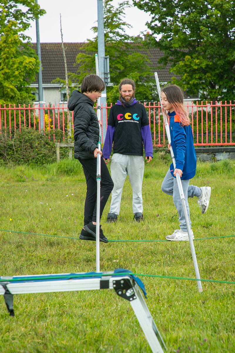 Galway Community Circus' funambulism workshop. Photograph: Anita Murphy