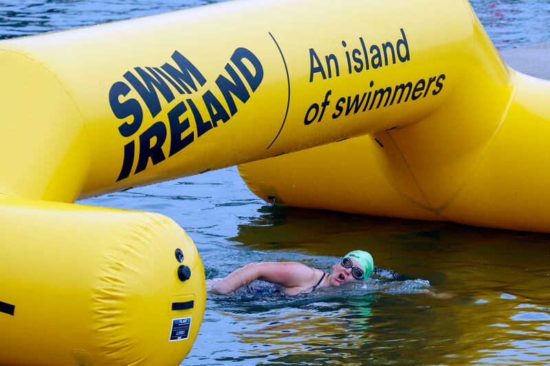 A swimmer makes her way towards the finish.  Photograph: Conor Ó Mearáin  / Collins