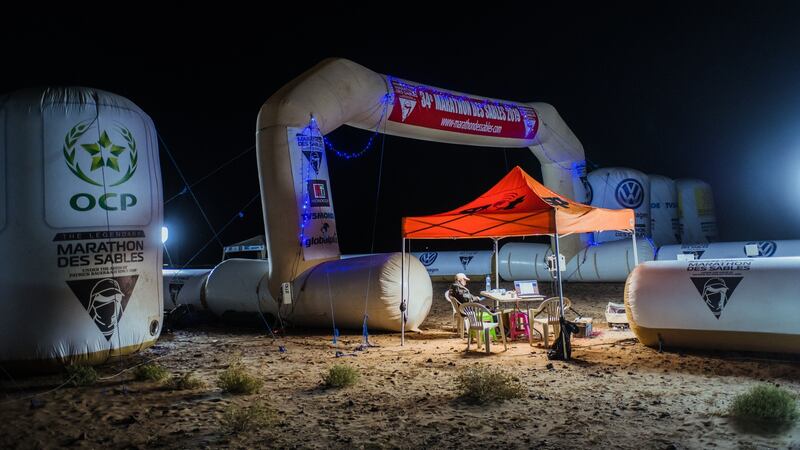 The finish-line for day four of the Marathon des Sables.