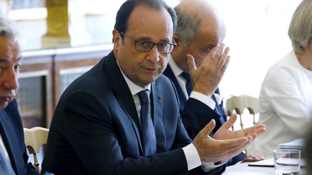 François Hollande: intervention in Greek crisis was part of France’s “historically self-imposed vocation to represent the cause of humanity”. Photograph: Charles Platiau/AFP/Getty Images