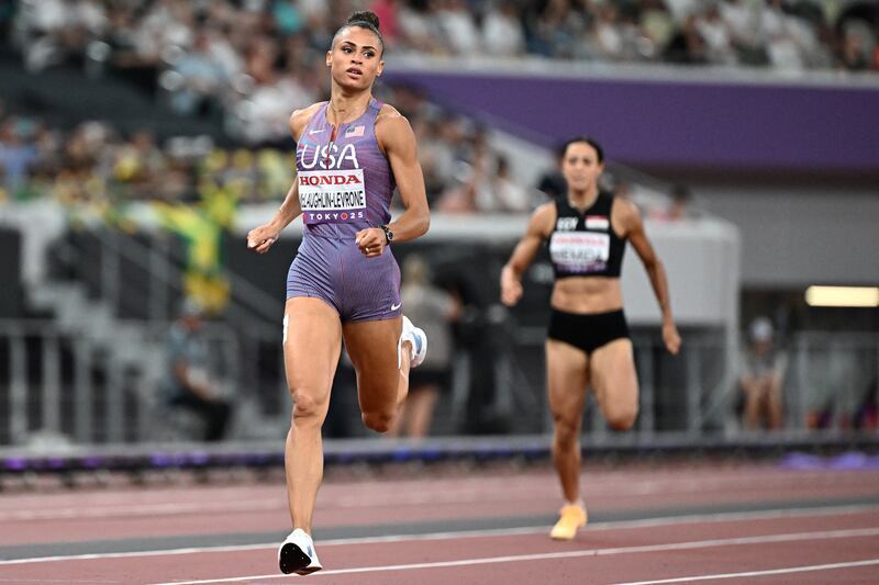 USA's Sydney McLaughlin-Levrone in the women's 400m semi-final. Photograph: Jewel Samad/AFP via Getty Images