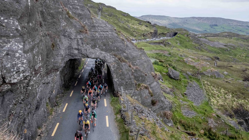 The riders in An Post Rás Stage 5 climb the Caha Pass. Photo: Morgan Treacy/Inpho