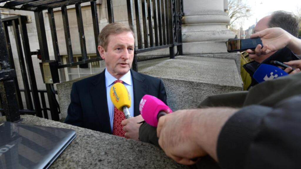 Taoiseach Enda Kenny speaking aboout the proposed abortion legislation before a recent Cabinet meeting. He has staked his political reputation on getting the Protection of Life During Pregnancy Bill passed before the summer recess. Photographer: Dara Mac Dónaill