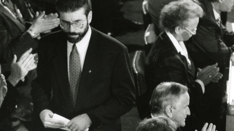 Sinn Féin president  Gerry Adams attending the Forum for Peace and Reconciliation at Dublin Castle in 1994. Photograph: Frank Miller/The Irish Times