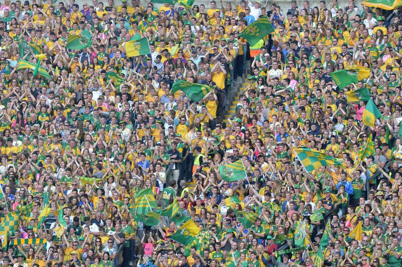 Kerry and Donegal Fans on Hilll 16 during 2014 All-Ireland final. Photograph: Alan Betson/The Irish Times
