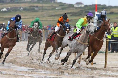 Omey races: horses compete in Connemara windy weather