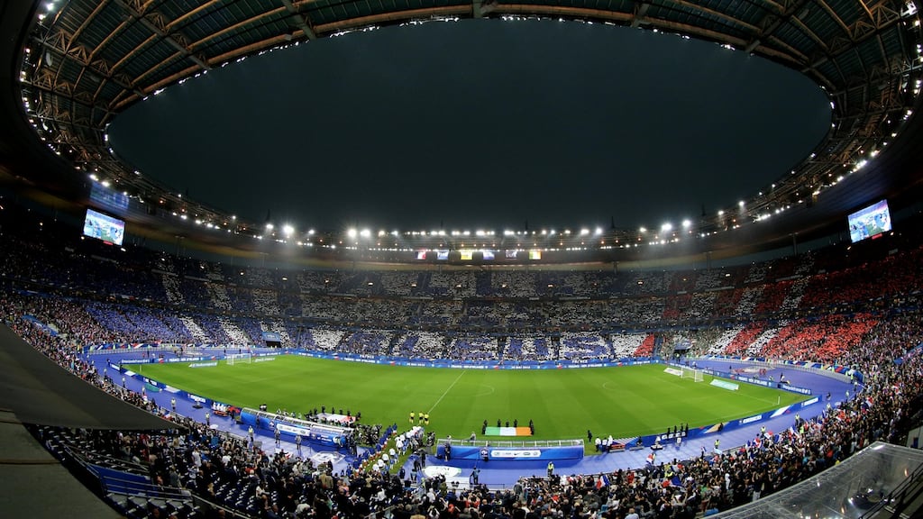 Stade de France in Paris. The Champions League football final in May has been relocated from St Petersburg to Paris. Photograph:  Xavier Laine/Getty Images