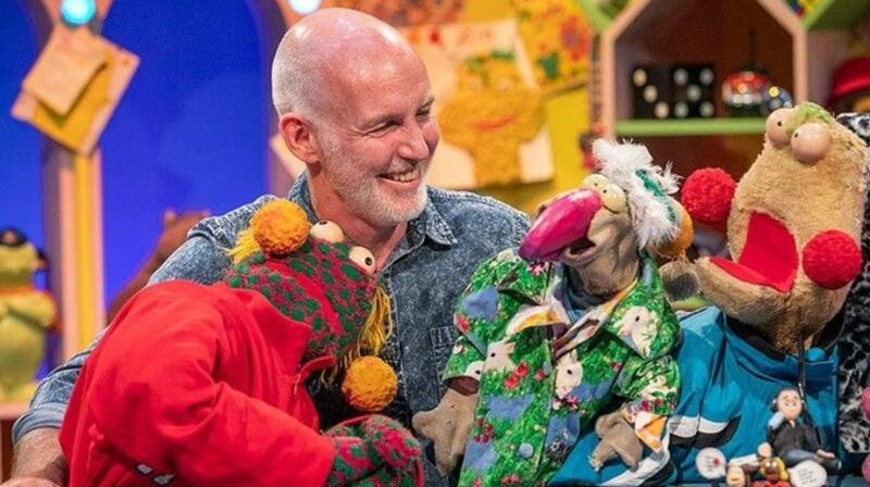 Ray D’Arcy hosting a one-off revival of The Den with Dustin and Zig and Zag in November 2020. Photograph: RTÉ