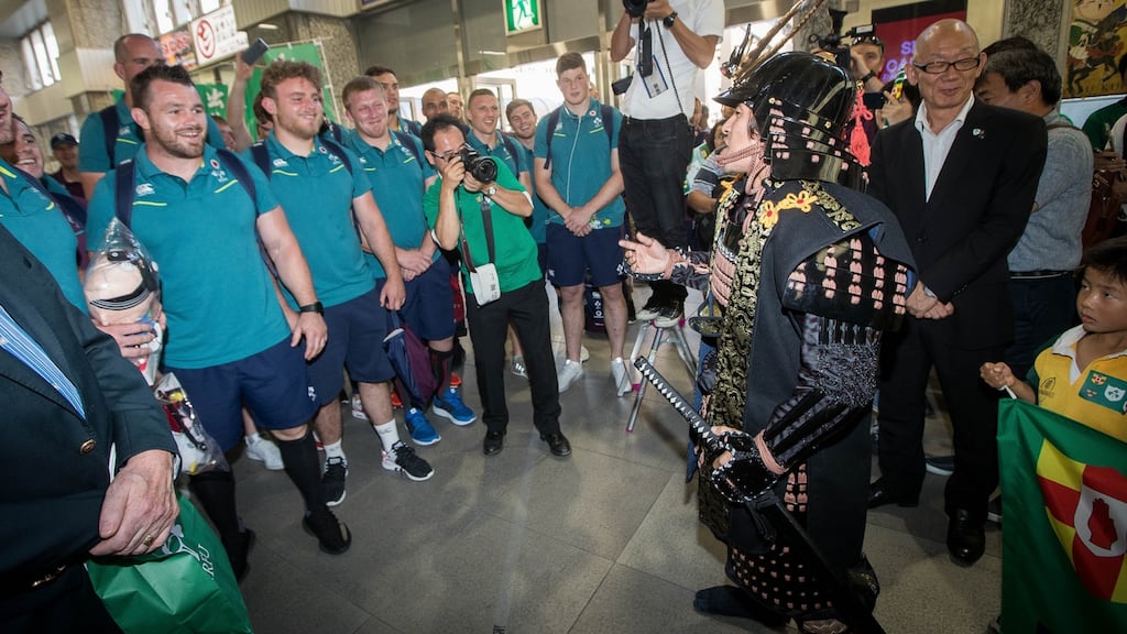 Ireland rugby squad en route to Hamamatsu. Photograph: Ryan Byrne/Inpho