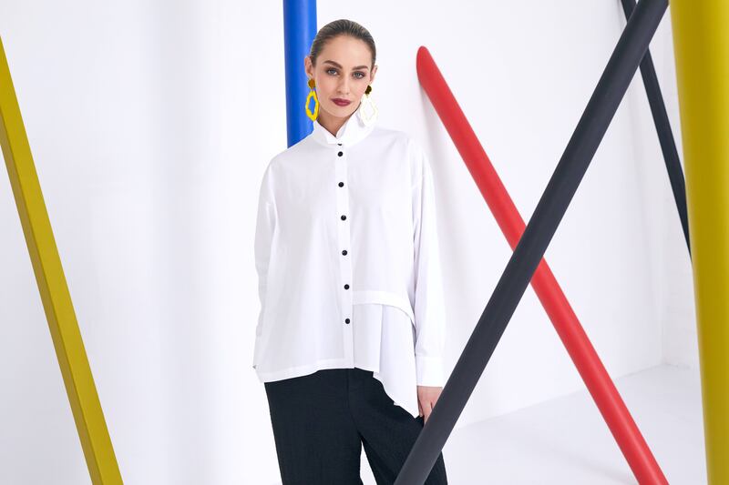 Shirt with tuck detail €137, tuck hem trouser €137