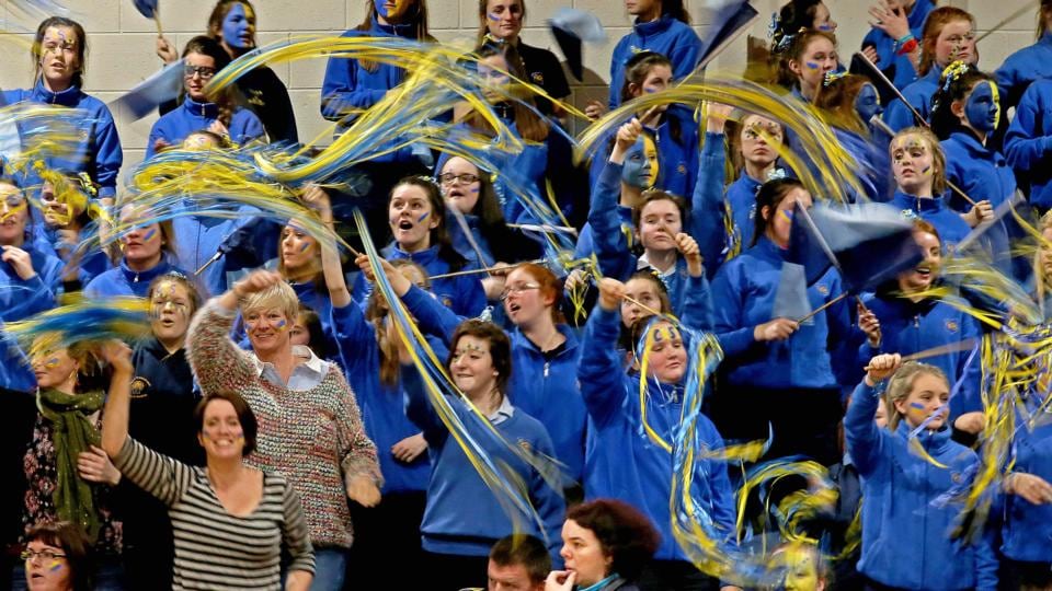 All Ireland Schools Cup U19A Girls Final, National Basketball Arena St. Vincents Cork vs Christ King Cork - Christ King Cork supporters. Photograph: Donall Farmer/Inpho