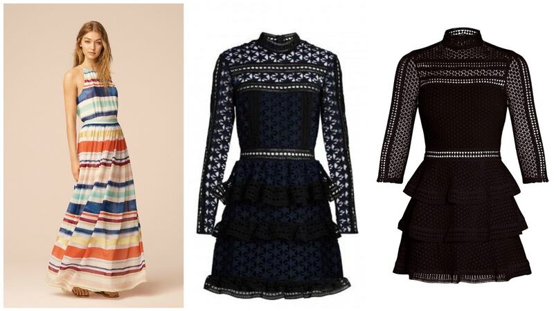 Tommy Hilfiger dress, €229; Steal vs splurge lace panel tiered dresses, €290 and €56