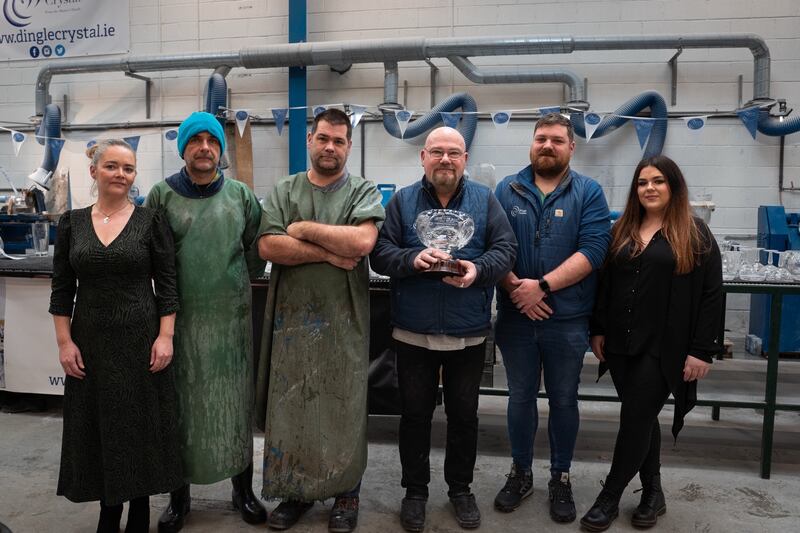 Members of the team at Dingle Crystal, a family business established by master craftsman Sean Daly