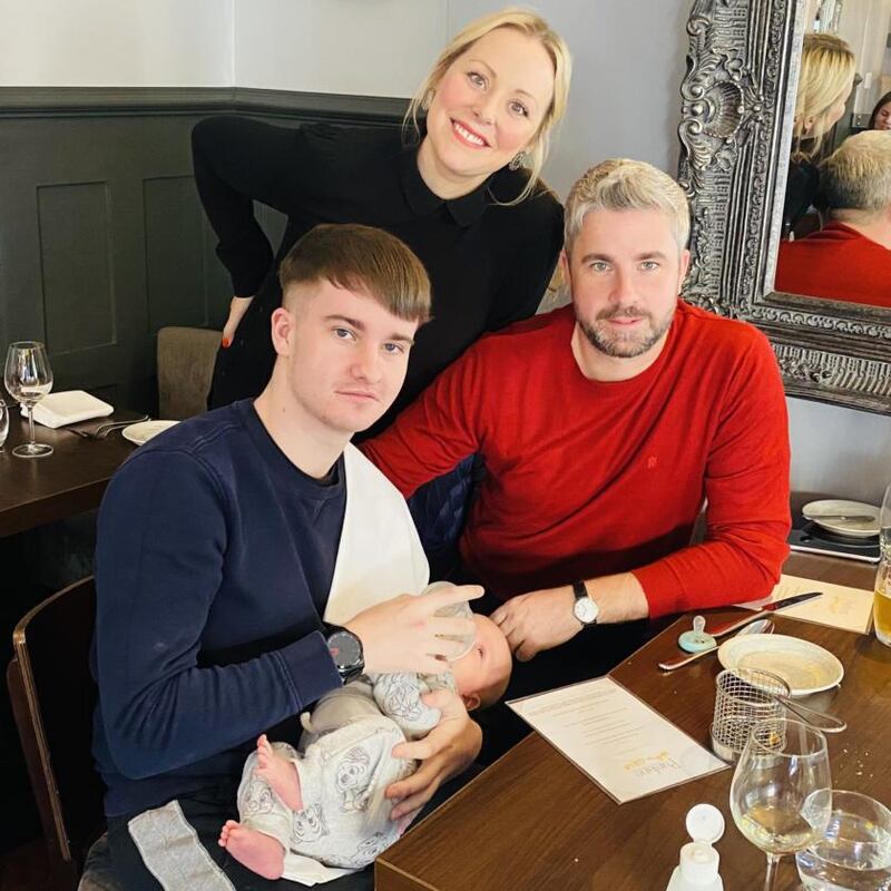 Anna Haugh with her partner, Rich, stepson, Henry, and baby, Oisin