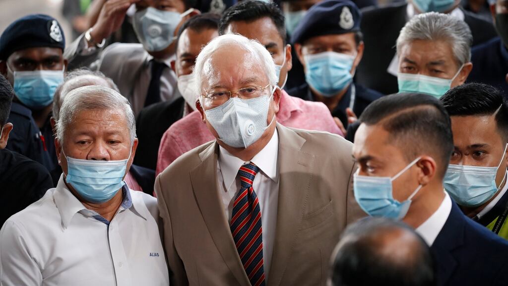 Former Malaysian prime minister Najib Razak arriving at the courthouse in Kuala Lumpur on Tuesday. Photograph: Vincent Thian/AP