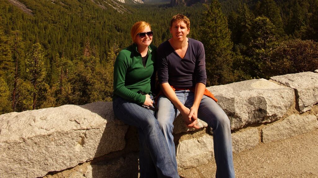 Caitlin Vennard and Cormac McGrady at Yosemite National Park in California in 2012.  The Co Down man   was deported from the US in 2013.