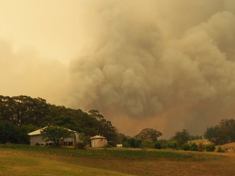 Fires bearing down on a friend’s property in the Blue Mountains. Photograph: David Clare