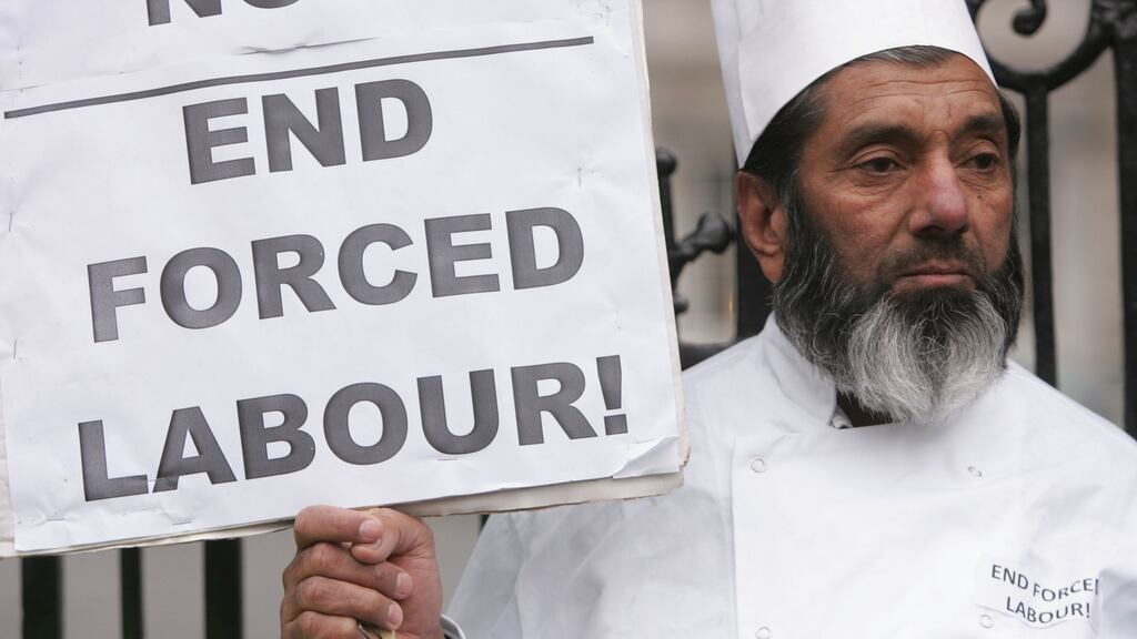 Chef Muhammed Younis at a protest in Dublin organised by the Migrant Rights Centre of Ireland on the issue of forced labour. File photograph: Alan Betson