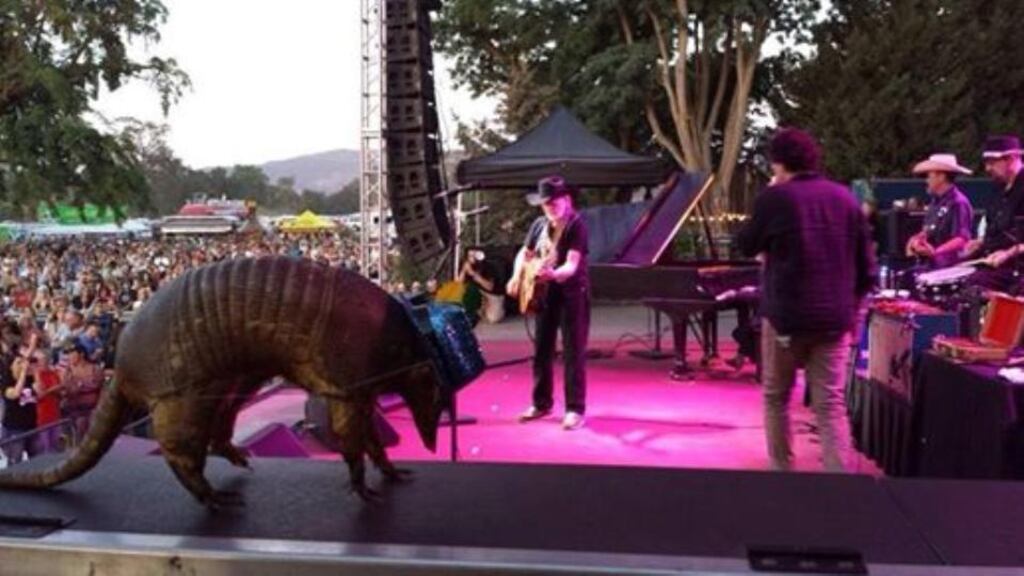 Willie Nelson on stage with Ol’Dillo. Photograph: Willie Nelson on Facebook