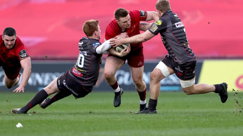 Munster’s Rory Scannell is observing return to play protocols ahead of the European Champions Cup  quarter-final against Toulon. Photograph: Dan Sheridan