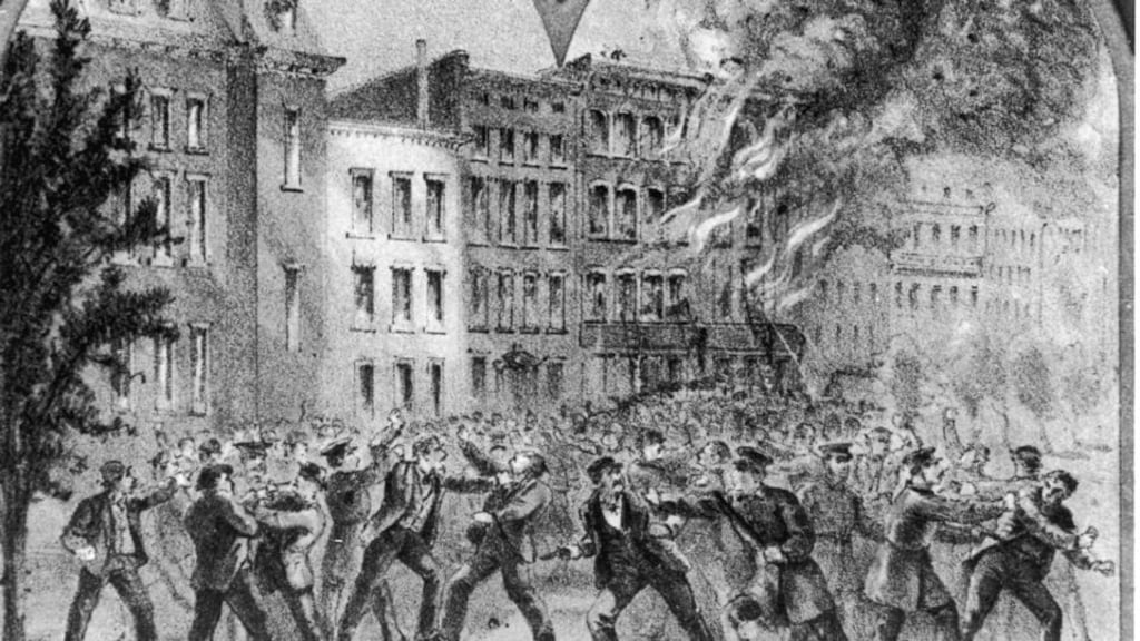 Fire and ire: illustration depicting street fighting during the New York draft riots in 1863. Photograph: Fotosearch/Getty Images