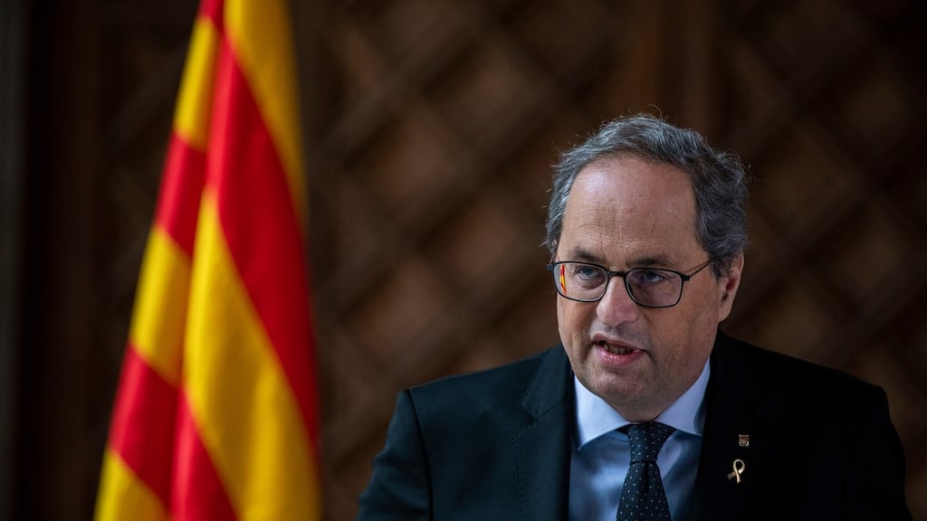The Catalan parliament has agreed to appeal against the decision to strip Catalan president Quim Torra of his seat. Photograph: Emilio Morenatti/AP Photo