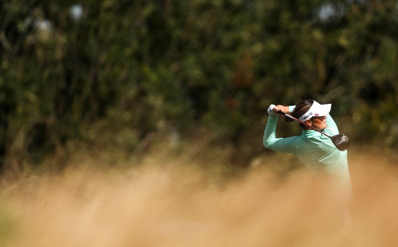Olivia Mehaffey teeing off on the 4th hole. Photograph: Ben Brady/Inpho