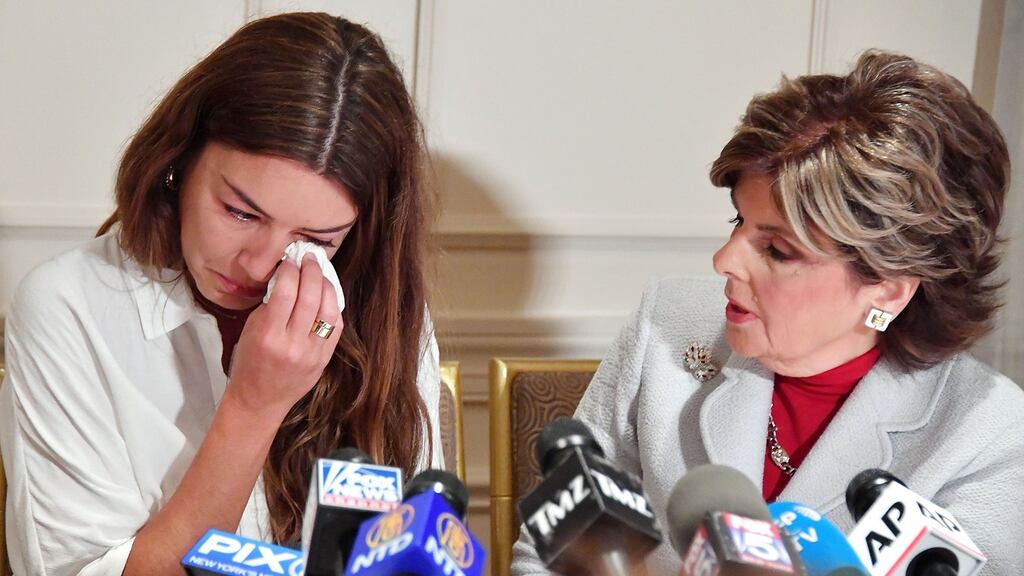 An alleged victim of Harvey Weinstein, Mimi Haleyi, at a press conference held by attorney Gloria Allred in New York recently. Photograph: Mike Coppola/Getty Images