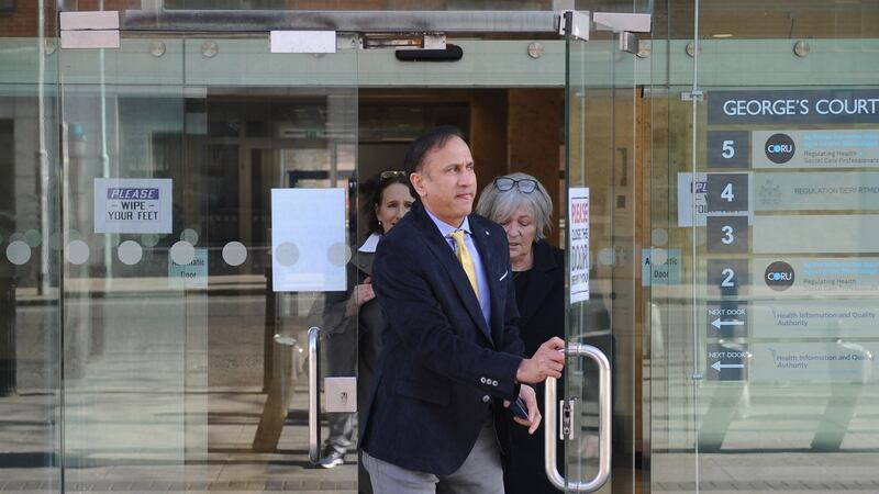 Dr Syed Quadri at a Medical Council disciplinary hearing in Dublin in March 2019 over the death of Seamus Kavanagh in Naas General Hospital in 2014. Photograph: Aidan Crawley/For the Irish Times