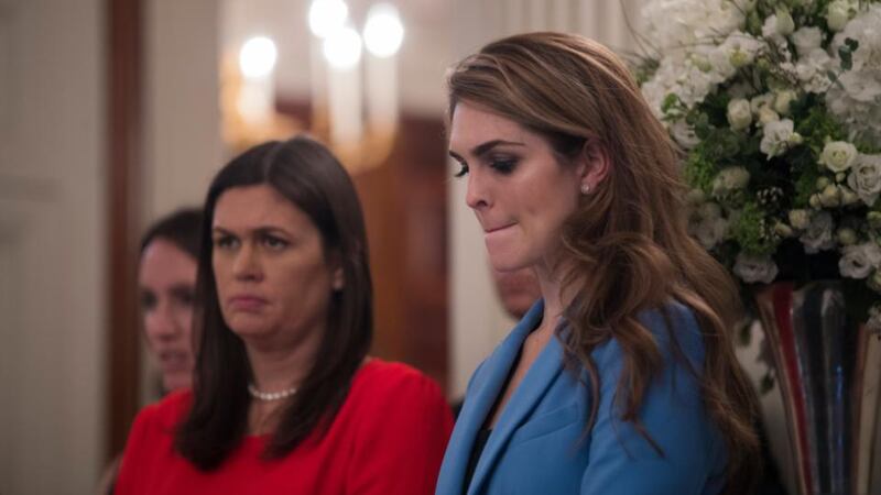 Resignation: Hope Hicks, the White House communications director (with press secretary Sarah Huckabee Sanders, left) is stepping down. Photograph: Shawn Thew/EPA