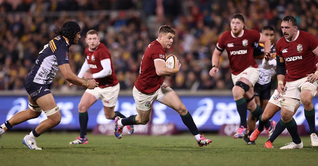 Garry Ringrose breaks with the ball during the Lions' match against the Brumbies. Photograph: David Rogers/Getty Images