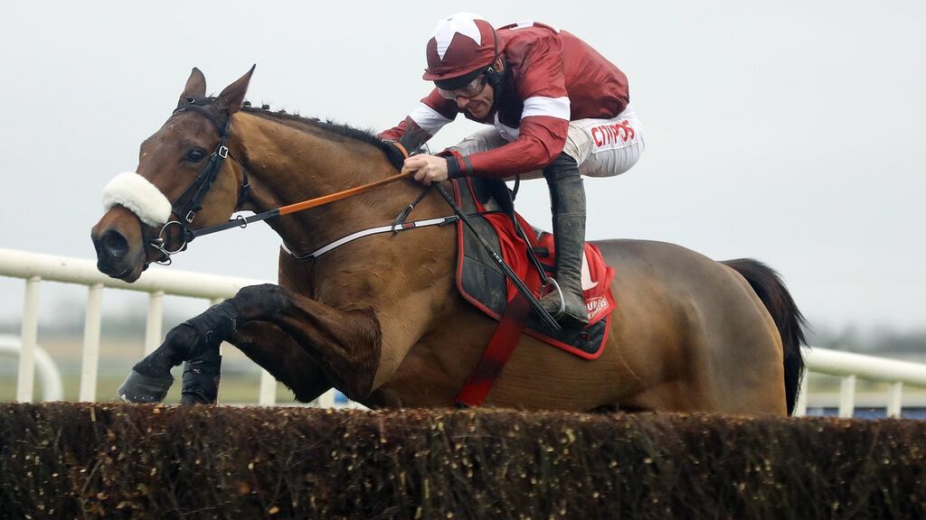 Davy Russell on Death Duty on the way to winning the Bar One Racing Drinmore Novice Steeplechase at Fairyhouse at the start of December. Photograph: Lorraine O’Sullivan/Inpho