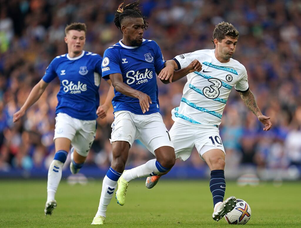 Chelsea's Christian Pulisic playing for Chelsea against Everton. Photograph: Nick Potts/PA Wire
