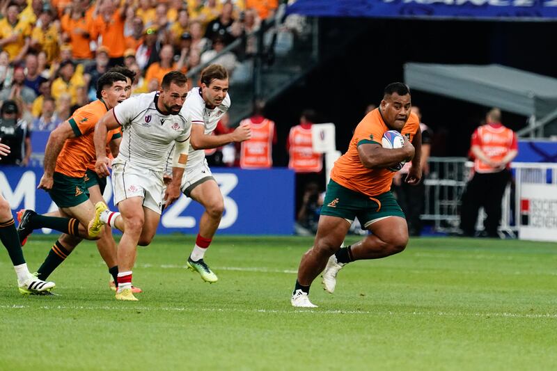 Australia's Taniela Tupou in action against Georgia at the 2023 World Cup. Photograph: Dave Winter/Inpho
