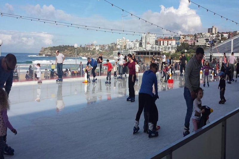 Bondi Winter Magic: A large ice-skating rink overlooks Bondi Beach in Sydney. Photograph: Destination NSW/sydney.com