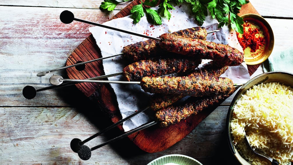 Sabrina Ghayour’s lamb kebabs with yoghurt