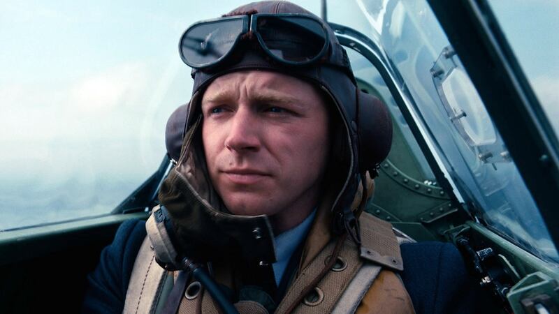 Jack Lowden in ‘Dunkirk’ in which he plays a Scottish Spitfire pilot. Photograph: Warner Bros