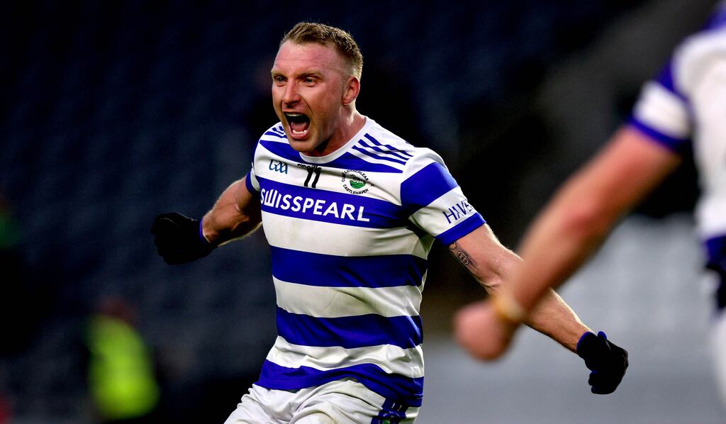 Castlehaven’s Brian Hurley celebrates at the final whistle. Photograph: Ryan Byrne/Inpho