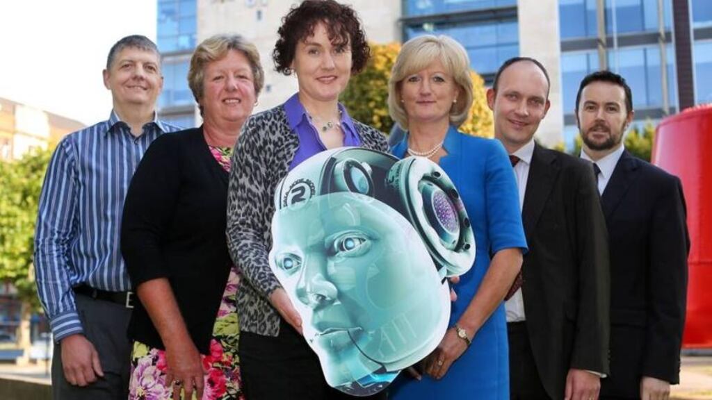 At the launch of the 2015 Irish Times InterTradeIreland Innovation awards were (from left) Stephen Lennie of Choc-O-Bloc; Helen Kirkpatrick of InvestNI, Bernadette McGahon of InterTradeIreland, Tracy Hamilton of Mash Direct, Dr Paul Beaney, University of Ulster and Michael McAleer of The Irish Times
