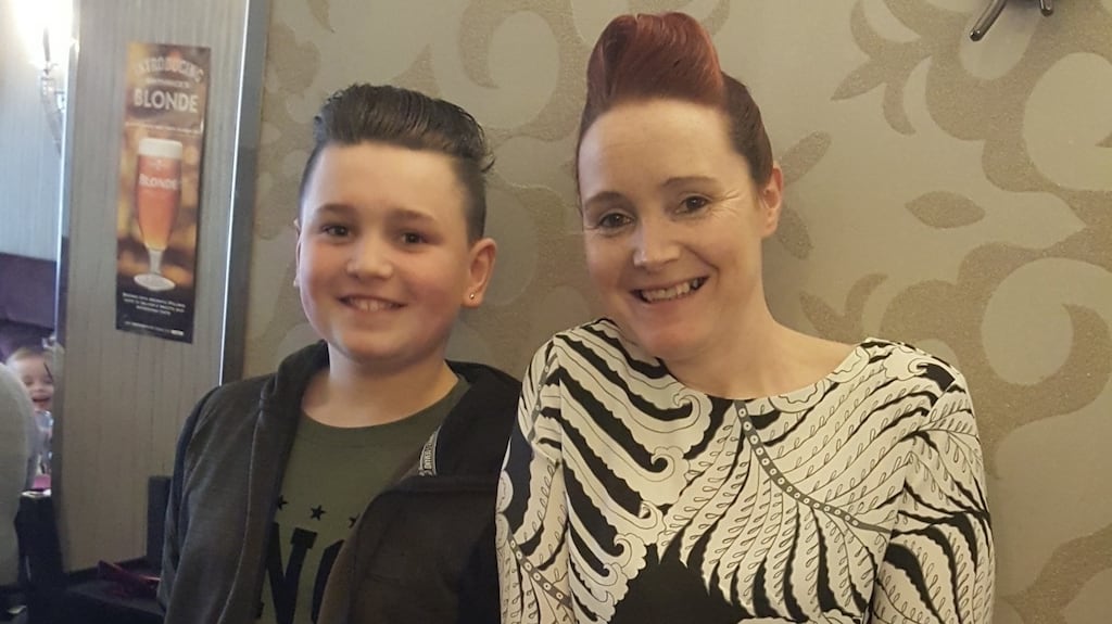 Max Byrne (14) with his mother, Sandra. Receiving a diagnosis was not the end of Max’s problems – the Byrnes found they were very much on their own when it came to finding treatment for Max